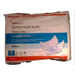 CardinalHealth Quilted Adult Briefs Medium 12ct Heavy Absorbency Wings Plus